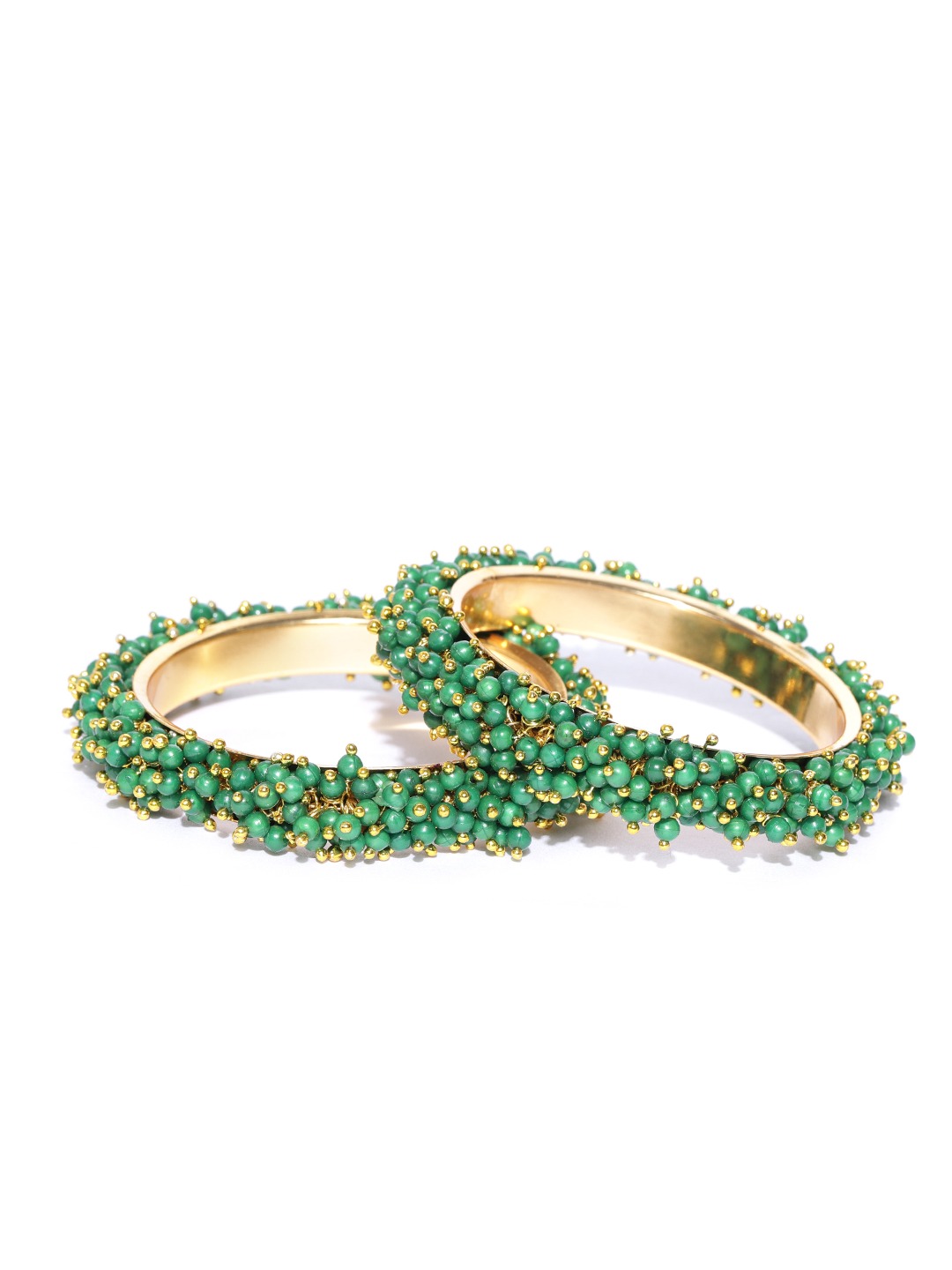 YouBella Gold-Toned  Green Beaded Textured Jewellery Set